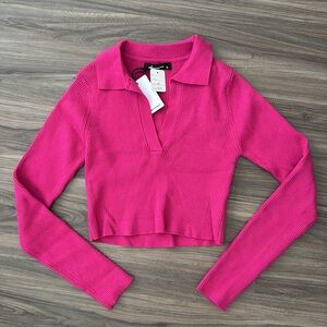 pink collared sweater